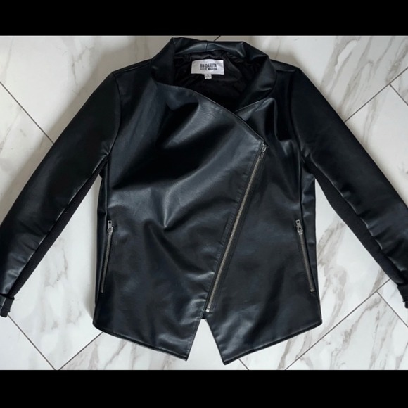 Steve Madden BB Dakota Black Faux Leather Moto Jacket Asymmetrical Zip S‎ - Picture 7 of 10